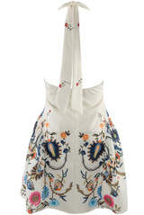 Plunge Neck Embroidered Mini Dress