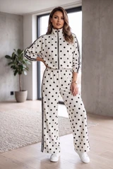 Polka Dots Zipper and Trousers Set 