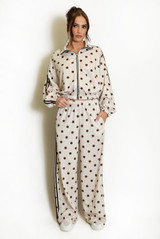 Polka Dots Zipper and Trousers Set 