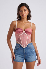 Marble Mesh Key Hole Corset Top
