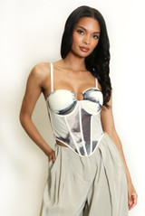 Marble Mesh Key Hole Corset Top