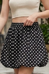 Polka Dot Bubble Hem Mini Skirt