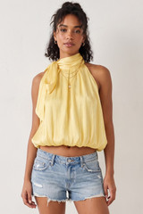 Tie Neck Bubble Hem Top