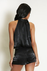 Tie Neck Bubble Hem Top