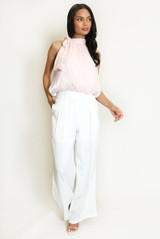 Tie Neck Bubble Hem Top
