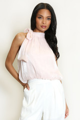 Tie Neck Bubble Hem Top