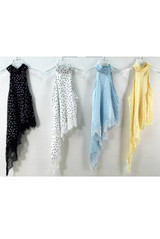 Polka Dots Choker Neck Asymmetric Top