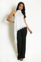 Polka Dot Halter Lace Hem Top