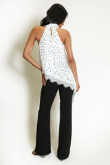 Polka Dot Halter Lace Hem Top