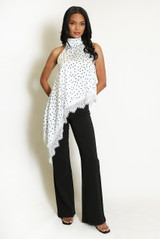 Polka Dot Halter Lace Hem Top