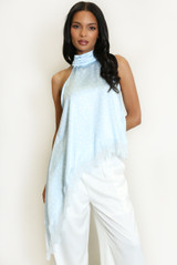 Polka Dot Halter Lace Hem Top