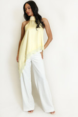 Polka Dot Halter Lace Hem Top