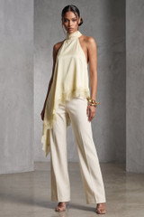 Satin Halter Neck Lace Hem Top