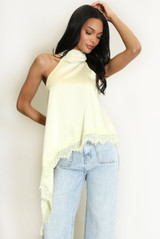 Satin Halter Neck Lace Hem Top