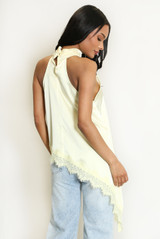 Satin Halter Neck Lace Hem Top