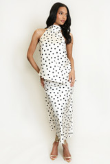 Polka Dots Asymmetric Choker Blouse