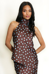 Polka Dots Asymmetric Choker Blouse