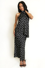 Polka Dots Asymmetric Choker Blouse