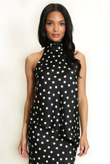 Polka Dots Asymmetric Choker Blouse