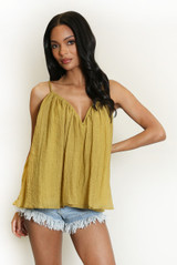Crinkle Pleat Wired Neck Cami Top