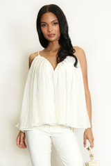 Crinkle Pleat Wired Neck Cami Top
