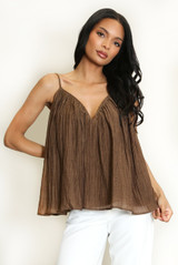Crinkle Pleat Wired Neck Cami Top