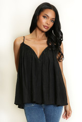 Crinkle Pleat Wired Neck Cami Top