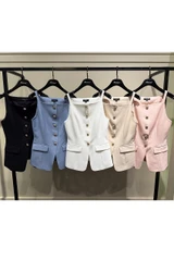 Golden Buttons Trim Waistcoat