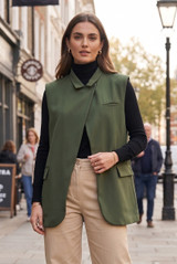 Asymmetric Wrap Sleeveless Blazer