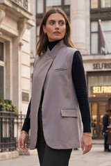 Asymmetric Wrap Sleeveless Blazer