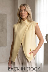 Asymmetric Wrap Sleeveless Blazer