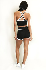 Contrast Gym Vest And High Waisted Shorts Set