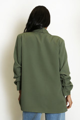 Ruched Sleeves Open Blazer