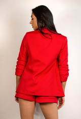Ruched Sleeves Open Blazer