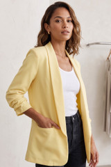 Ruched Sleeves Open Blazer