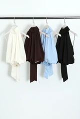 Satin Balloon Hem Cropped Blouse