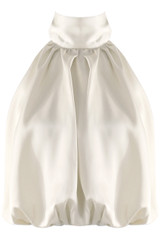 Satin Balloon Hem Cropped Blouse