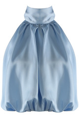 Satin Balloon Hem Cropped Blouse