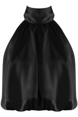 Satin Balloon Hem Cropped Blouse