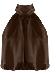 Satin Balloon Hem Cropped Blouse