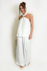 Buckle Halter Top And Trouser Set