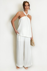 Buckle Halter Top And Trouser Set