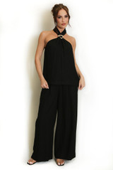 Buckle Halter Top And Trouser Set