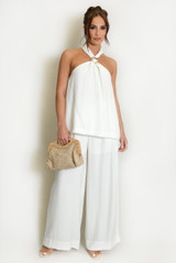 Buckle Halter Top And Trouser Set