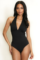 Halterneck Plunging Bodysuit