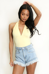 Halterneck Plunging Bodysuit