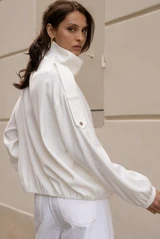 Tailored Bomber Jacket With Ruched Hem