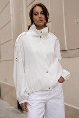 Tailored Bomber Jacket With Ruched Hem