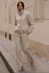 Tailored Bomber Jacket With Ruched Hem