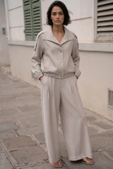 Tailored Bomber Jacket With Ruched Hem